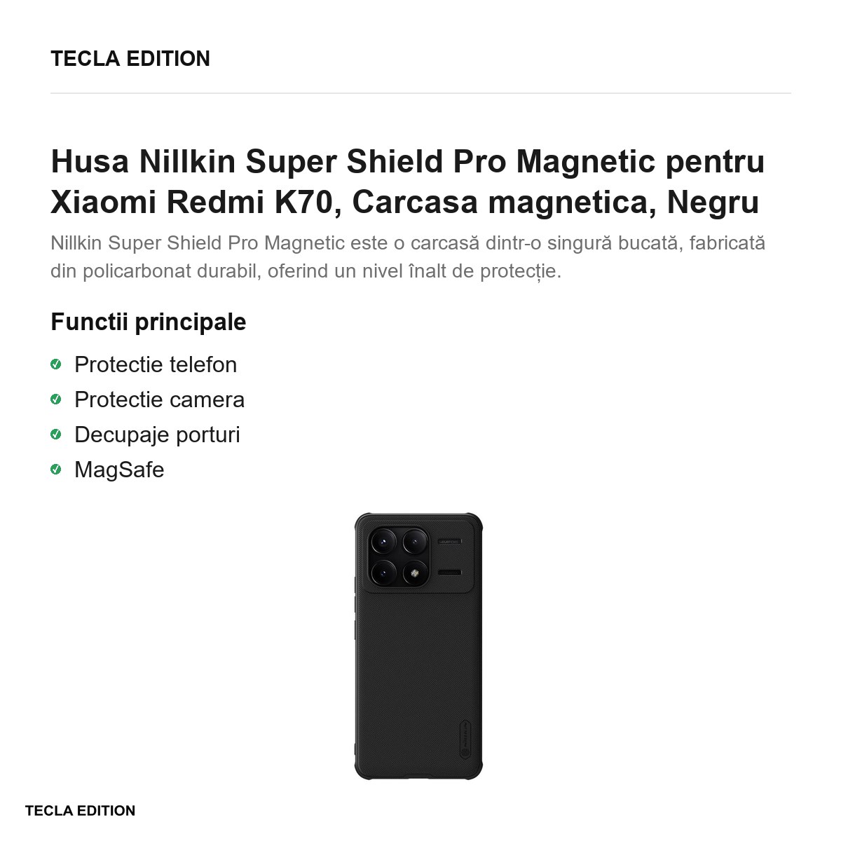 Husa Nillkin Super Shield Pro Magnetic pentru Xiaomi Redmi K70, Carcasa magnetica, Negru [1]