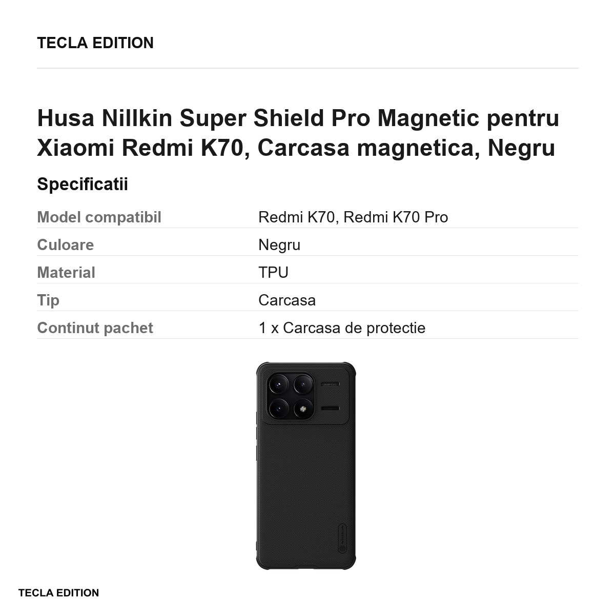 Husa Nillkin Super Shield Pro Magnetic pentru Xiaomi Redmi K70, Carcasa magnetica, Negru [2]