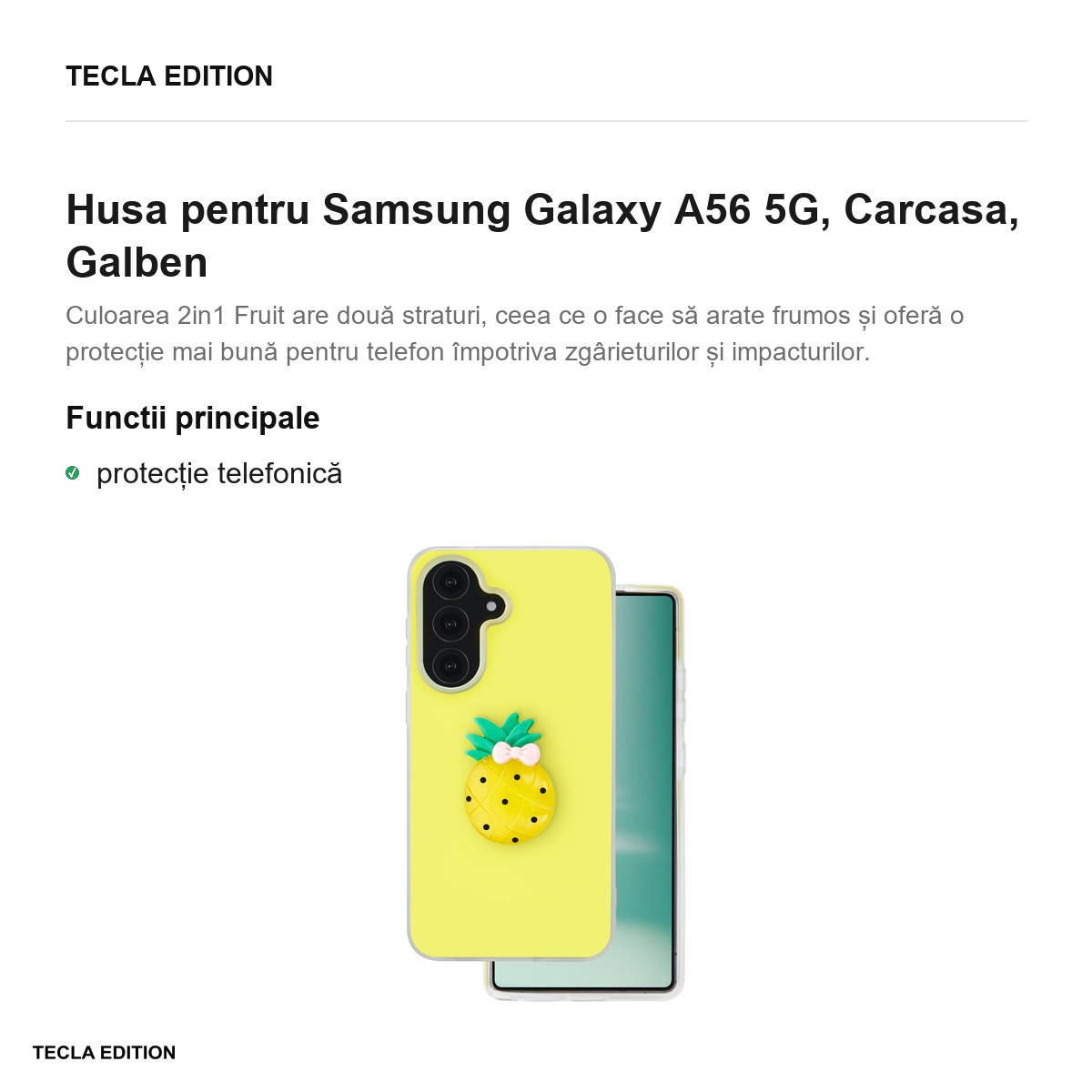Husa Fruit 2in1 pentru Samsung Galaxy A56 5G, Carcasa, Galben [1]