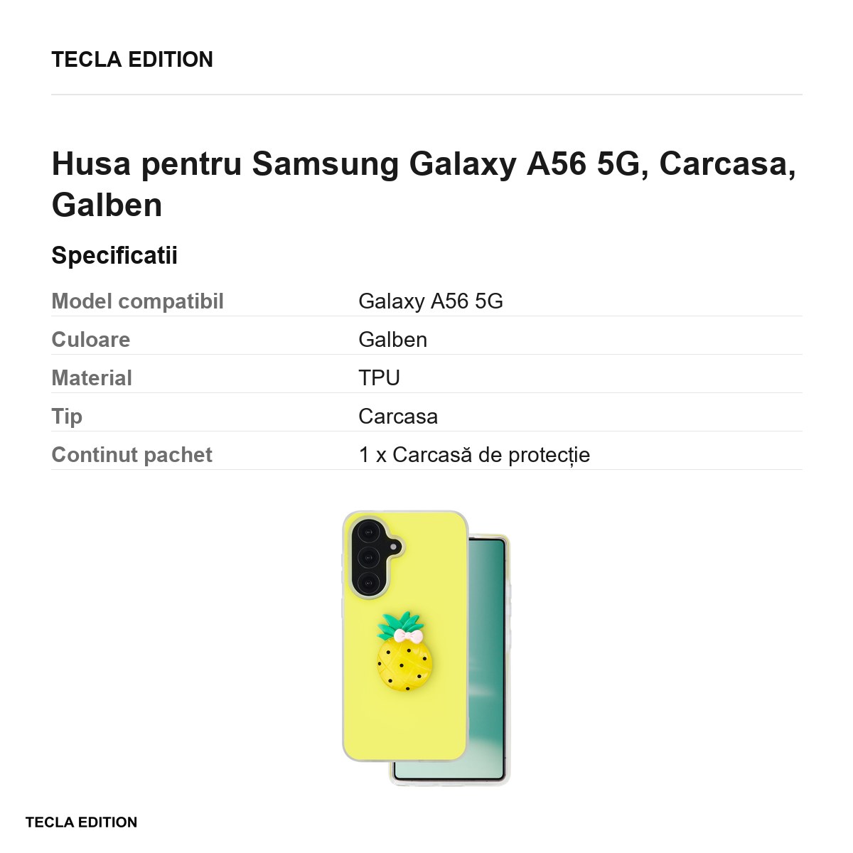 Husa Fruit 2in1 pentru Samsung Galaxy A56 5G, Carcasa, Galben [2]