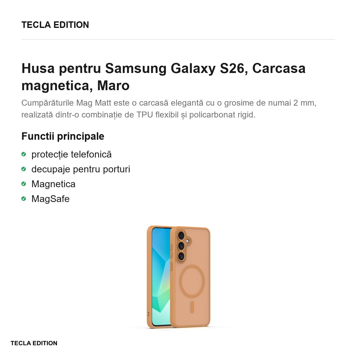 Husa Mag Matt camera pentru Samsung Galaxy S26, Carcasa magnetica, Maro [1]