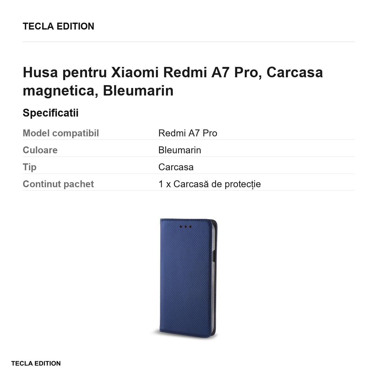 Husa Smart Magnet pentru Xiaomi Redmi A7 Pro, tip carte cu inchidere magnetica, Bleumarin [2]