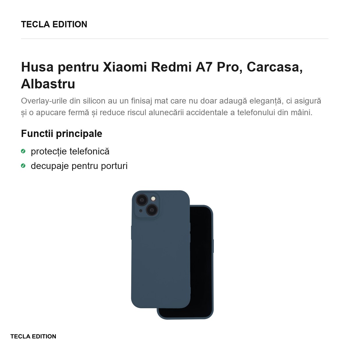 Husa Silicon pentru Xiaomi Redmi A7 Pro, Carcasa, Albastru [1]
