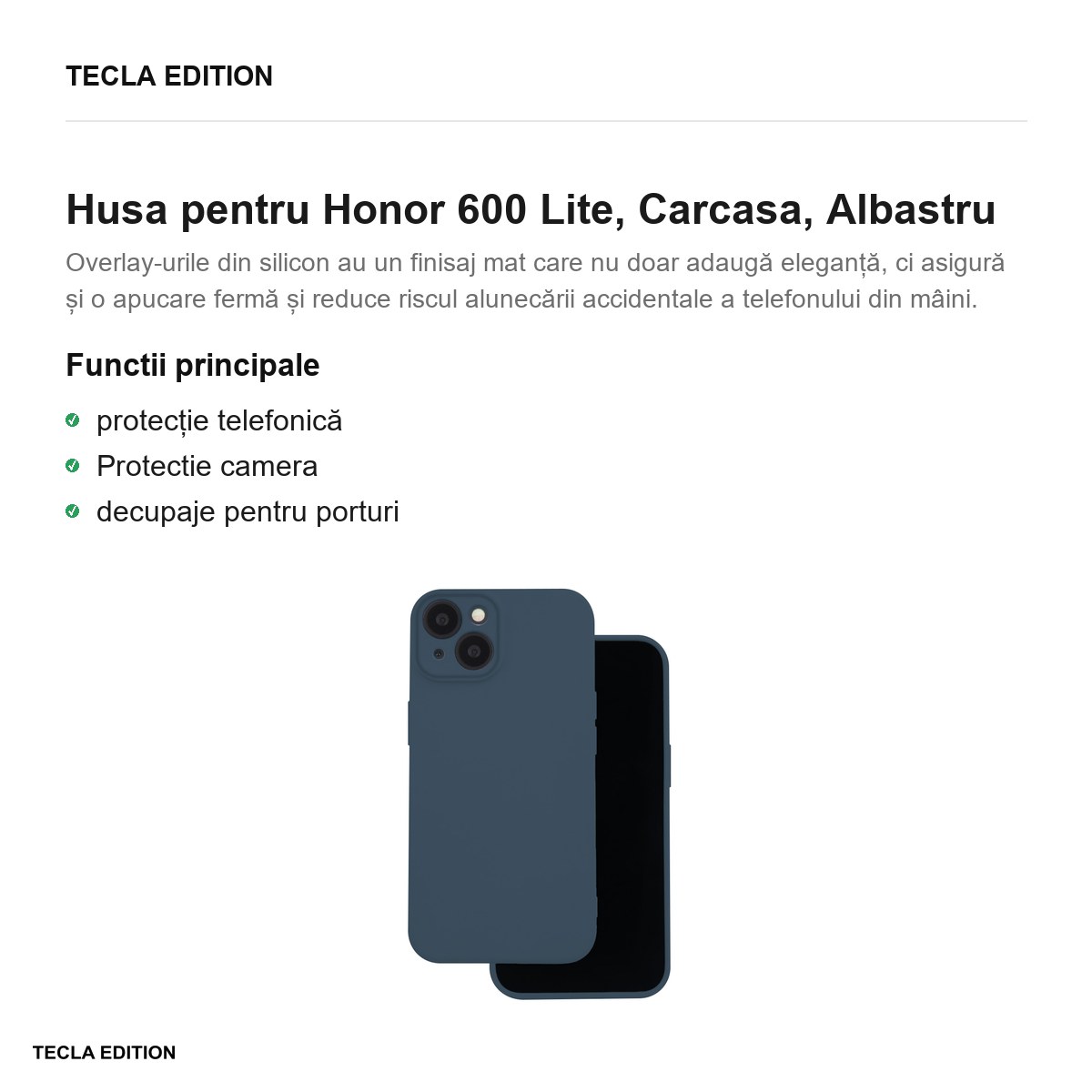 Husa Silicon pentru Honor 600 Lite, Carcasa, Albastru [1]