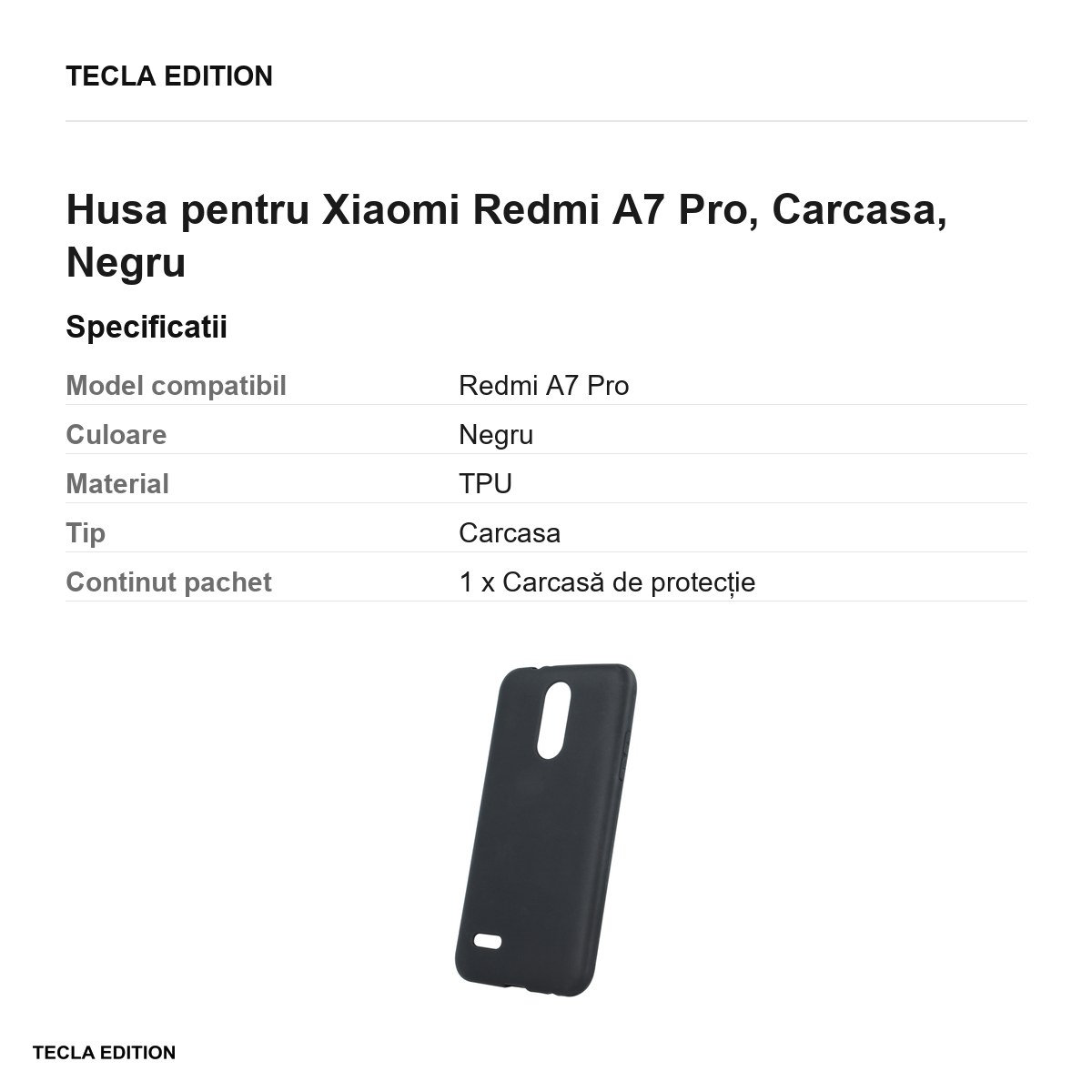 Husa Matt TPU pentru Xiaomi Redmi A7 Pro, Carcasa, Negru [2]