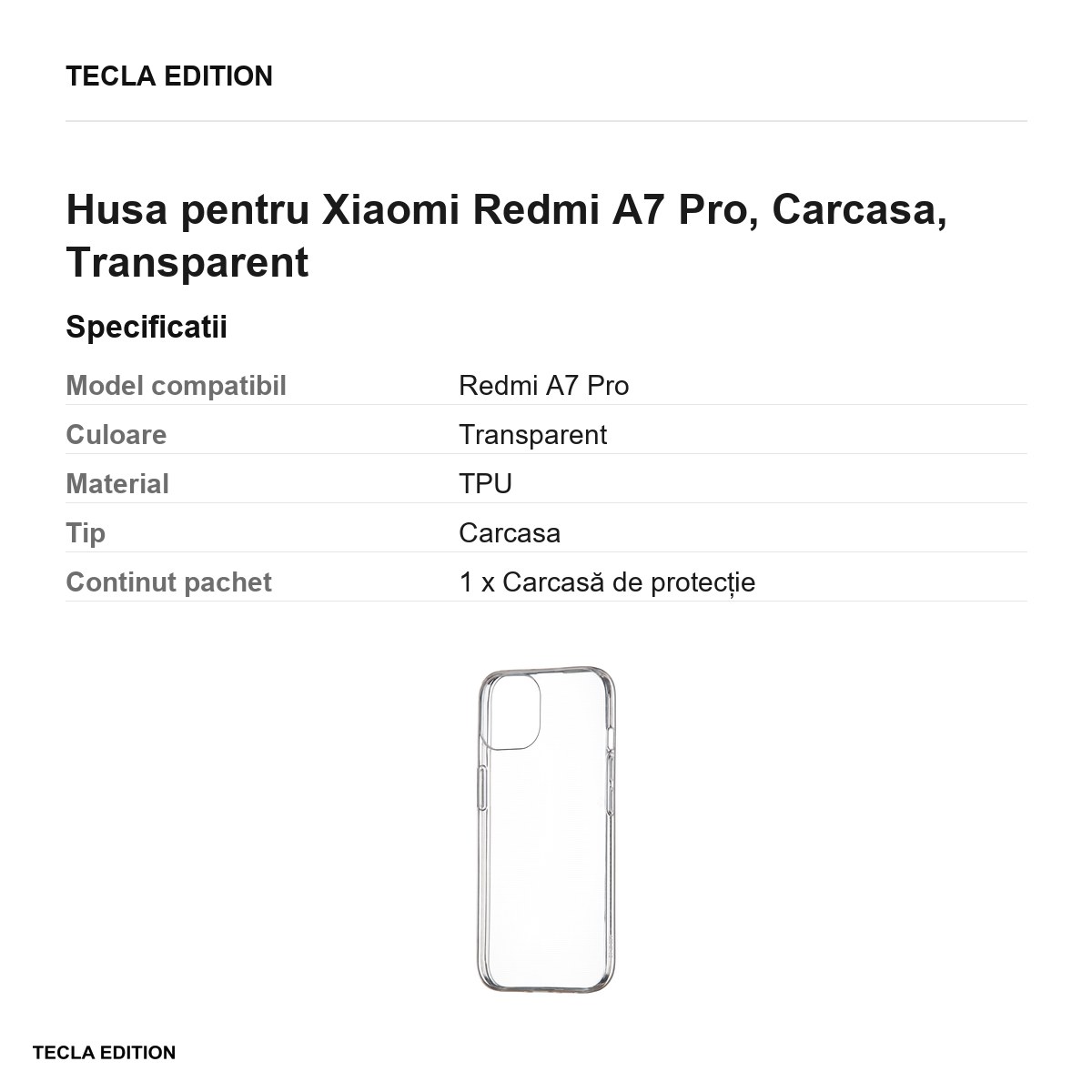Husa Slim 1 mm pentru Xiaomi Redmi A7 Pro, Carcasa, Transparent [2]