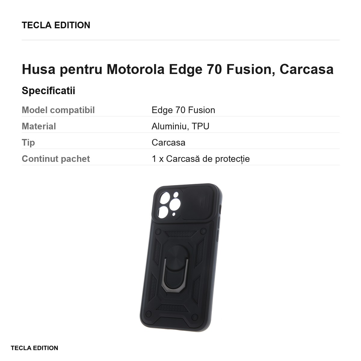 Husa Defender Slide Fusion pentru Motorola Edge 70 Fusion, Carcasa magnetica, Negru [2]