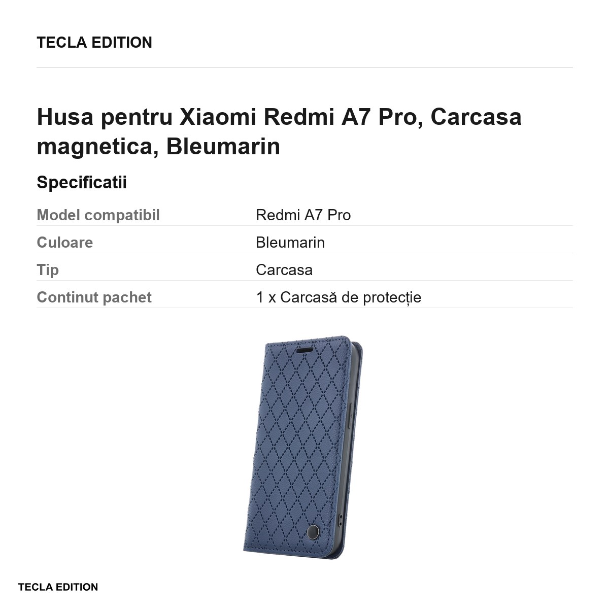 Husa Smart Caro pentru Xiaomi Redmi A7 Pro, tip carte cu inchidere magnetica, Bleumarin [2]