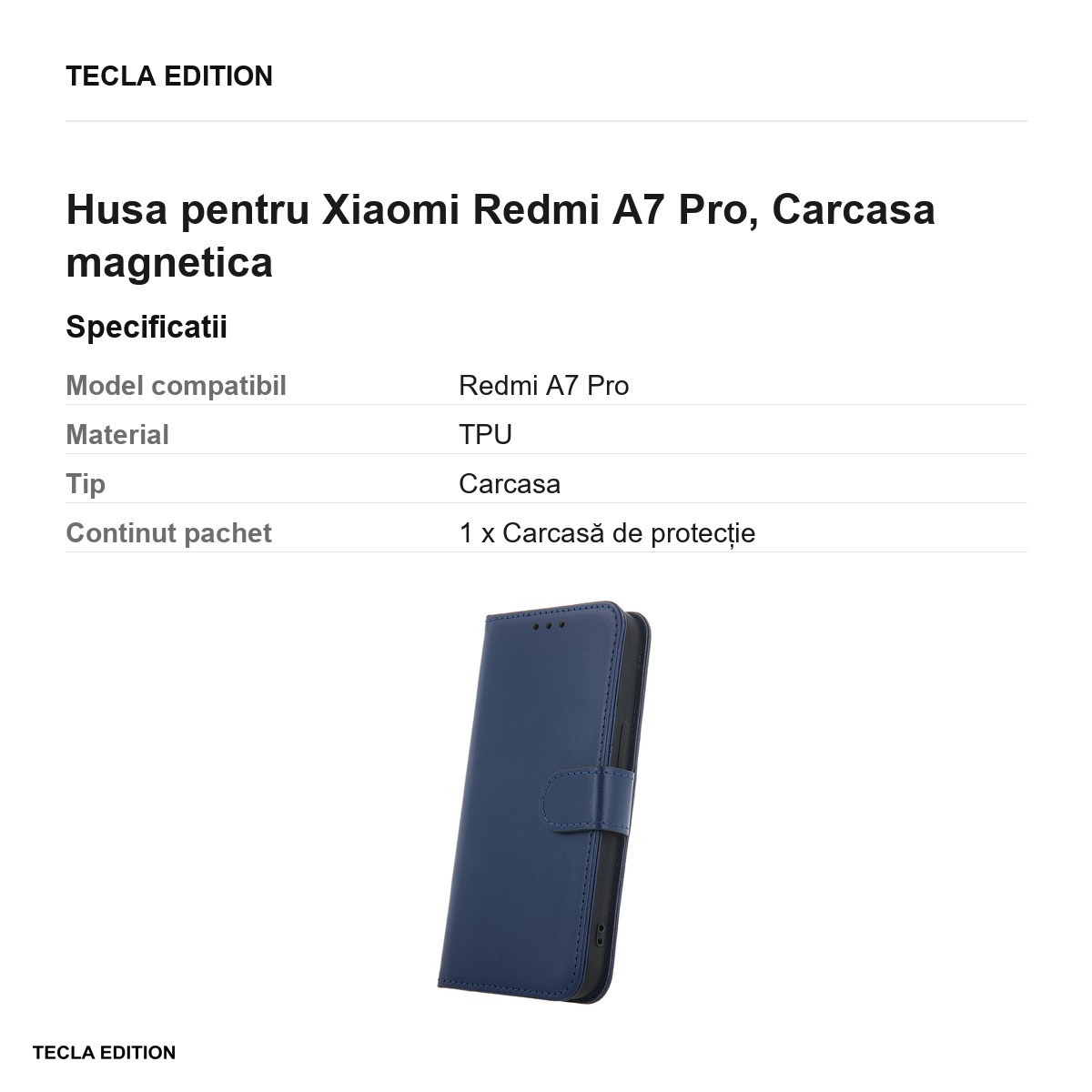 Husa Smart Classic pentru Xiaomi Redmi A7 Pro, tip carte cu inchidere magnetica, Albastru [2]