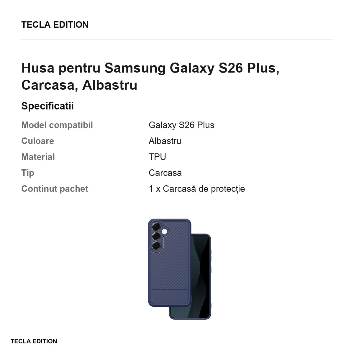 Husa Simple Carbon pentru Samsung Galaxy S26 Plus, Carcasa, Albastru [2]
