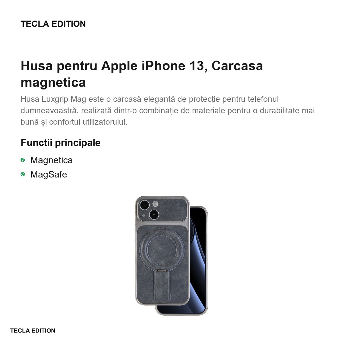 Husa Luxgrip Mag pentru Apple iPhone 13, Carcasa magnetica, Gri [1]