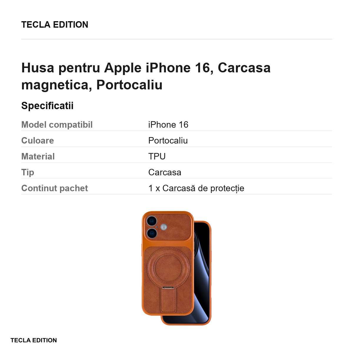Husa Luxgrip Mag pentru Apple iPhone 16, Carcasa magnetica, Portocaliu [2]