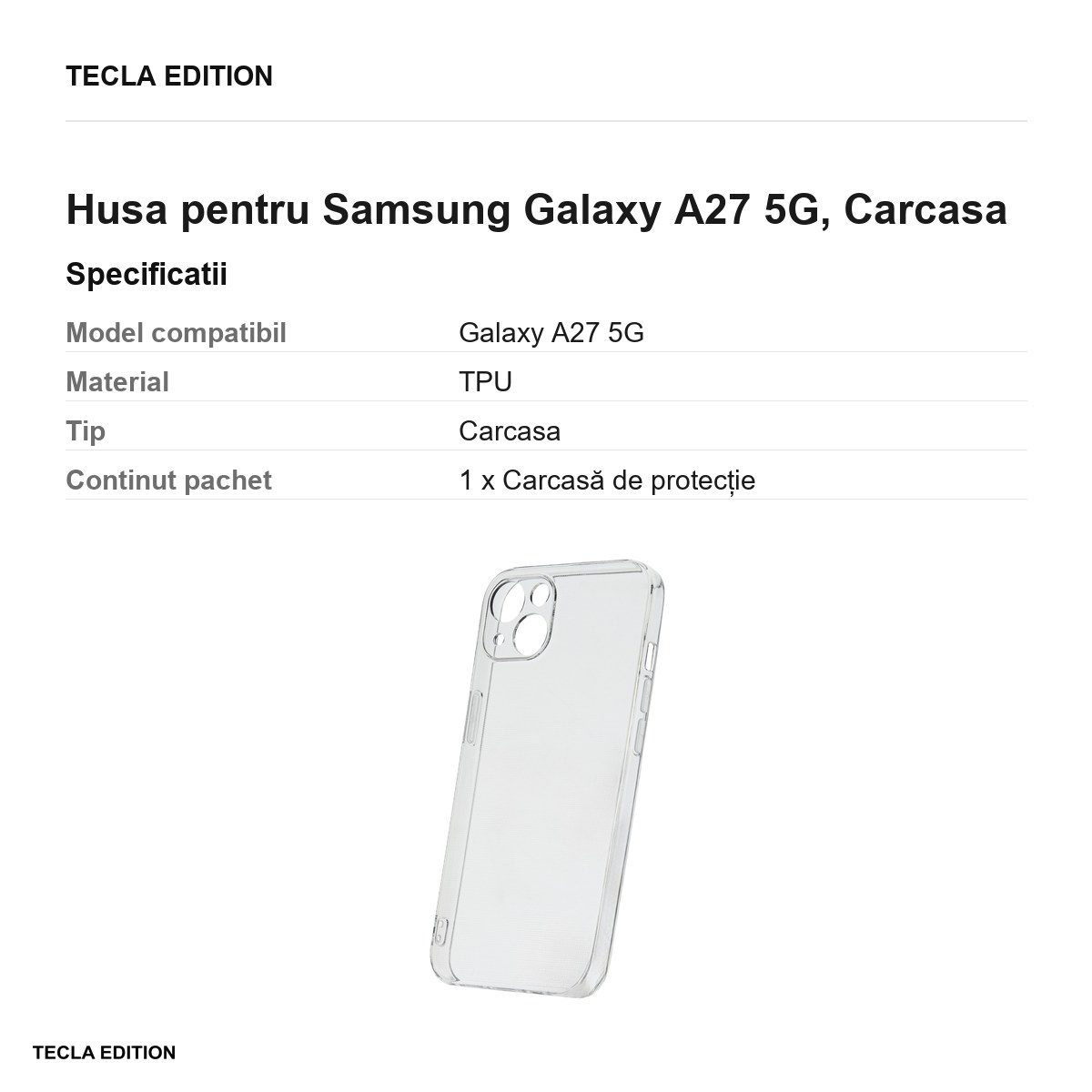 Husa Slim 2 mm pentru Samsung Galaxy A27 5G, Carcasa, Transparent [2]