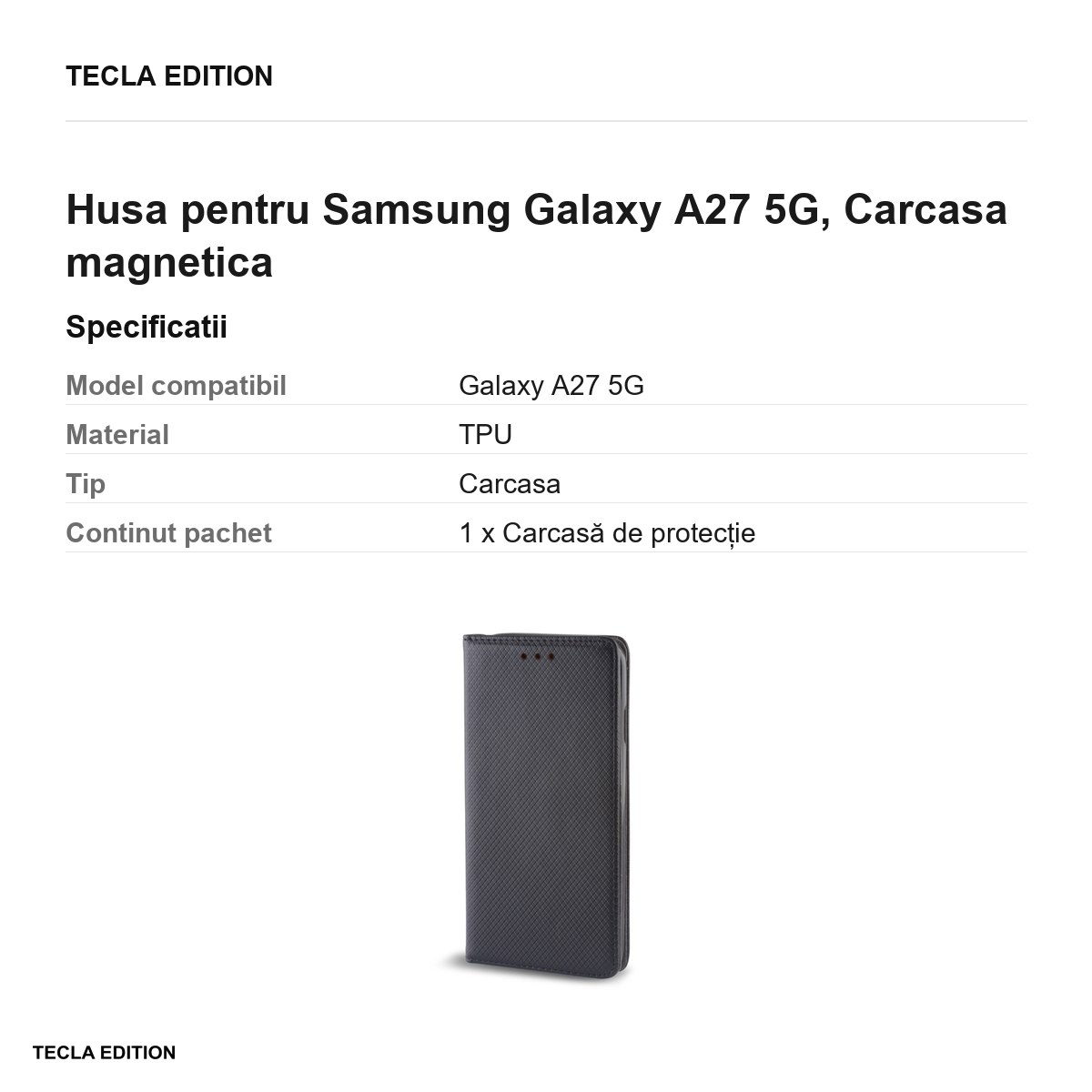 Husa Smart Magnet pentru Samsung Galaxy A27 5G, tip carte cu inchidere magnetica, Negru [2]