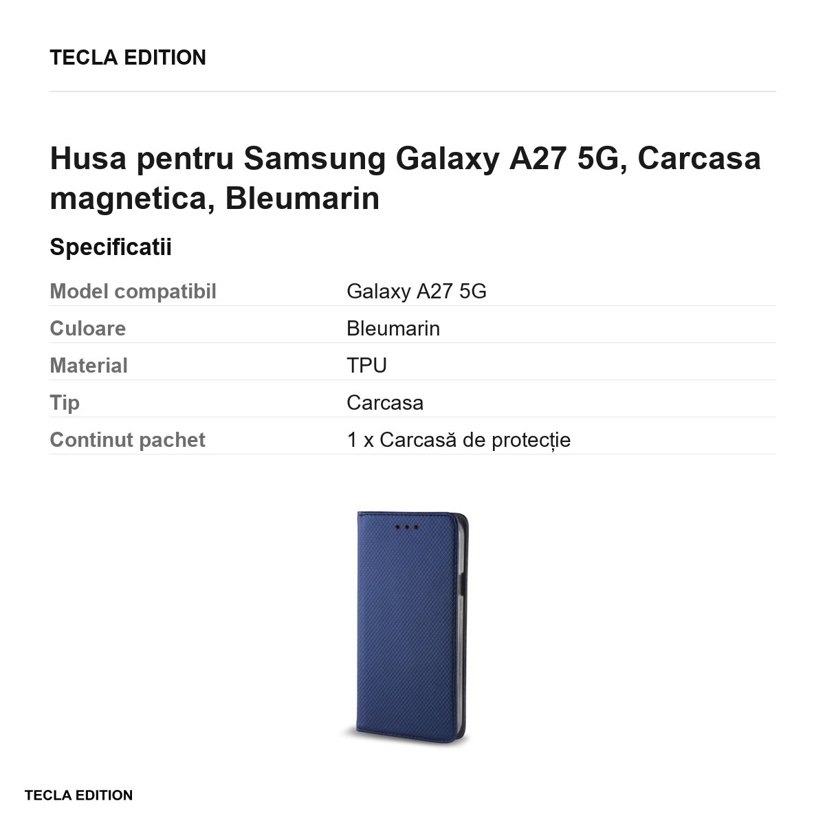 Husa Smart Magnet pentru Samsung Galaxy A27 5G, tip carte cu inchidere magnetica, Bleumarin [2]