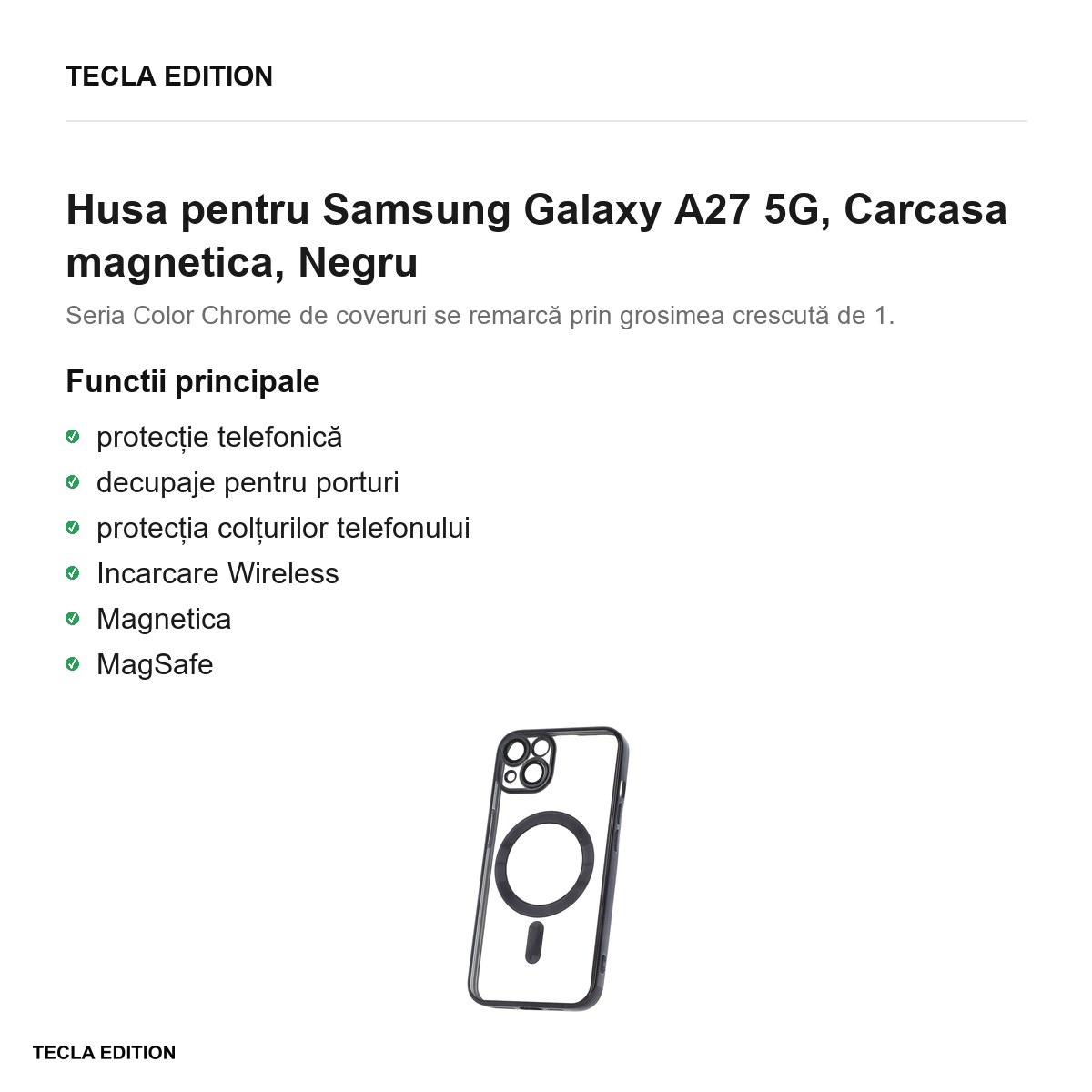 Husa Color Chrome Mag pentru Samsung Galaxy A27 5G, Carcasa magnetica, Negru [1]
