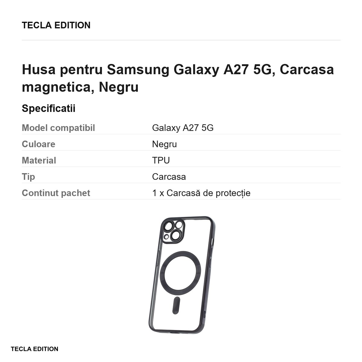 Husa Color Chrome Mag pentru Samsung Galaxy A27 5G, Carcasa magnetica, Negru [2]