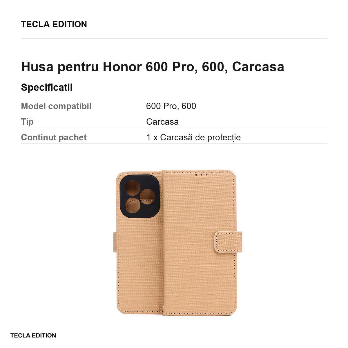 Husa Smart Triangle pentru Honor 600 Pro, 600, tip carte, Maro [2]