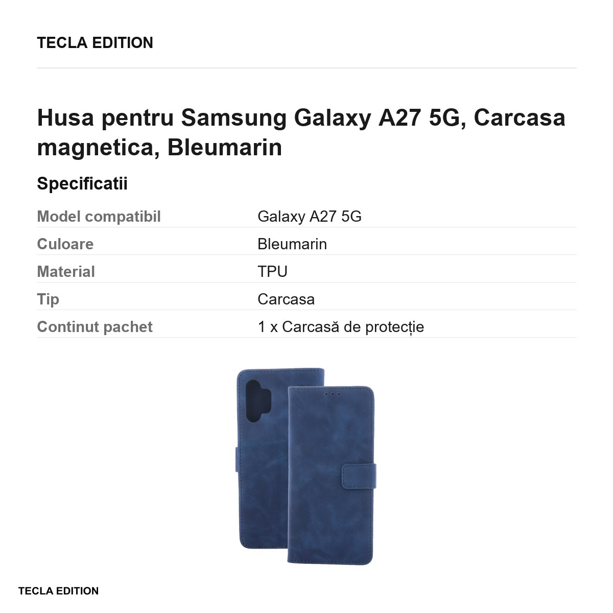 Husa Smart Velvet pentru Samsung Galaxy A27 5G, tip carte cu inchidere magnetica, Bleumarin [2]