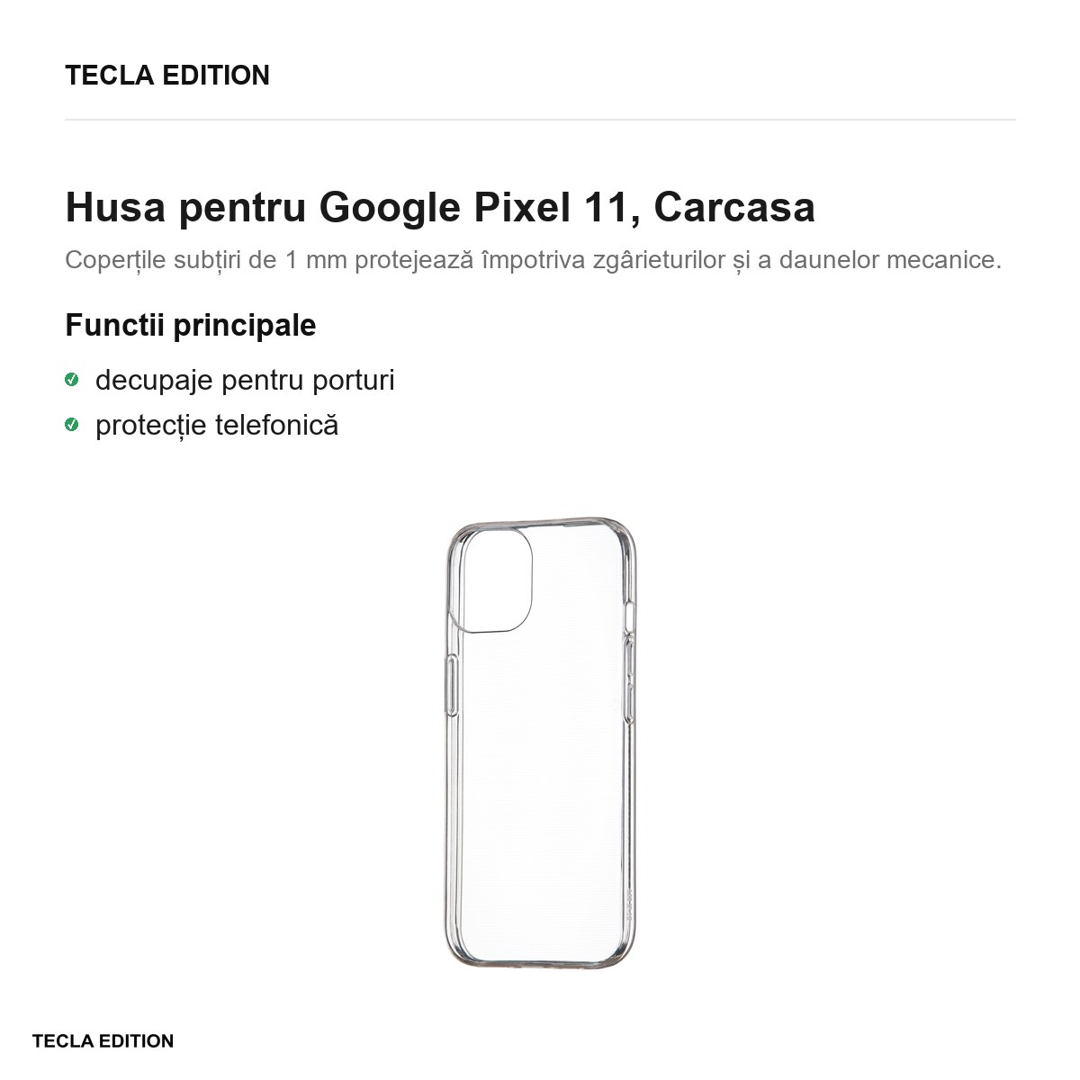 Husa Slim 1 mm pentru Google Pixel 11, Carcasa, Transparent [1]