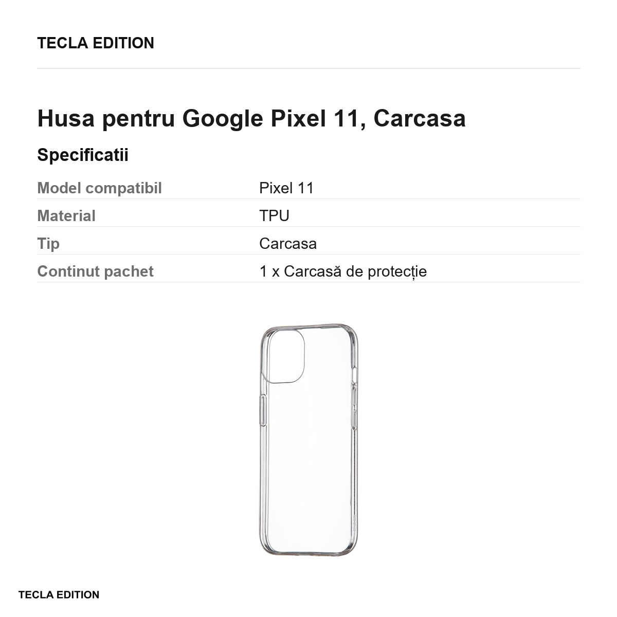 Husa Slim 1 mm pentru Google Pixel 11, Carcasa, Transparent [2]