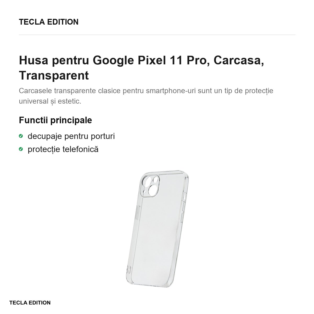 Husa Slim 2 mm pentru Google Pixel 11 Pro, Carcasa, Transparent [1]