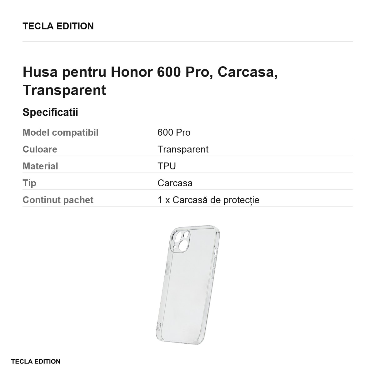 Husa Slim 2 mm pentru Honor 600 Pro, Carcasa, Transparent [2]