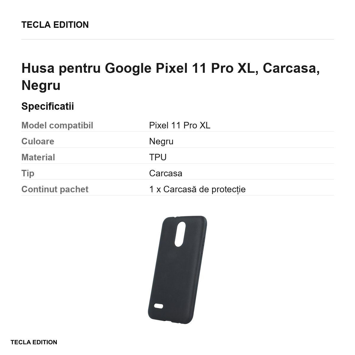 Husa Matt TPU XL pentru Google Pixel 11 Pro XL, Carcasa, Negru [2]