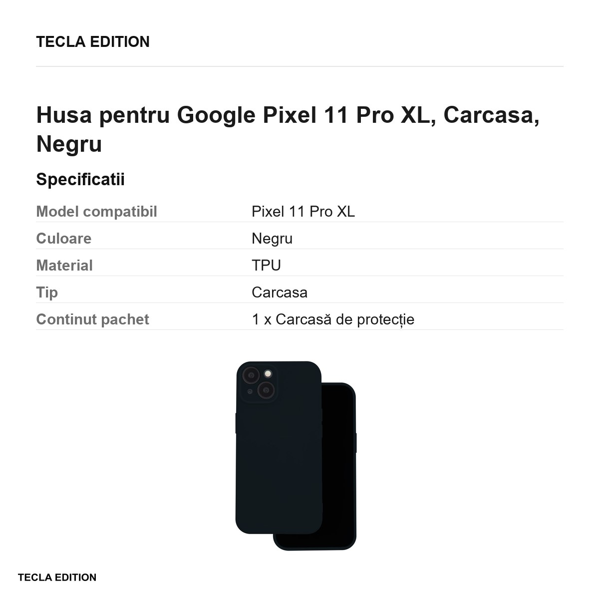 Husa Silicon XL pentru Google Pixel 11 Pro XL, Carcasa, Negru [2]