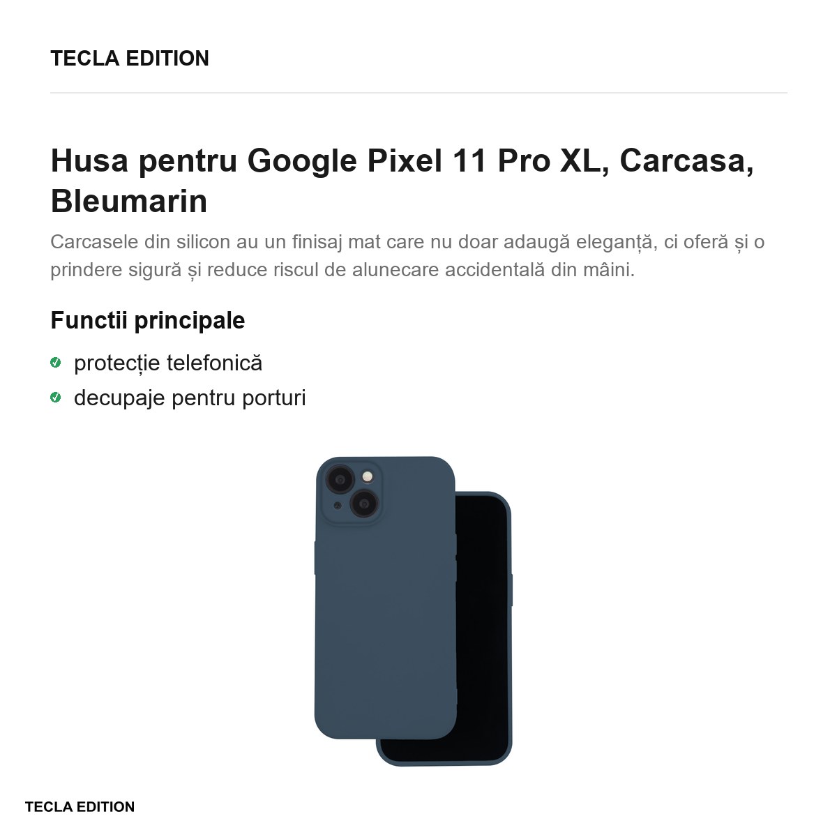 Husa Silicon XL pentru Google Pixel 11 Pro XL, Carcasa, Bleumarin [1]