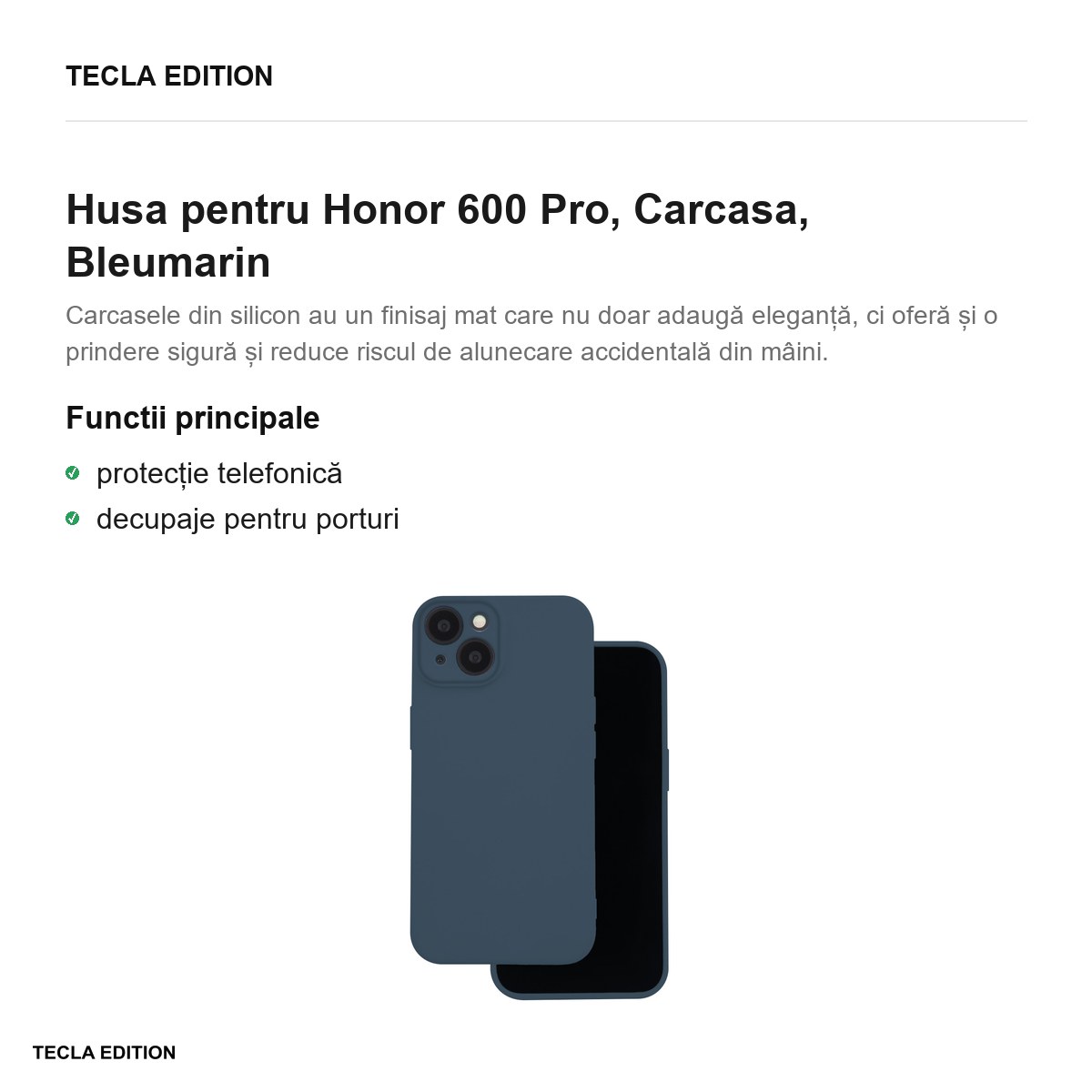 Husa Silicon pentru Honor 600 Pro, Carcasa, Bleumarin [1]