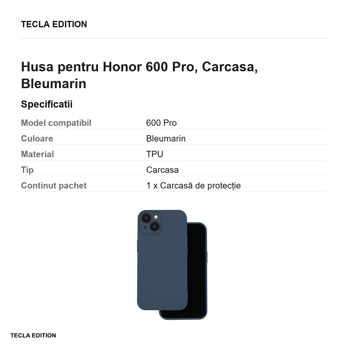 Husa Silicon pentru Honor 600 Pro, Carcasa, Bleumarin [2]