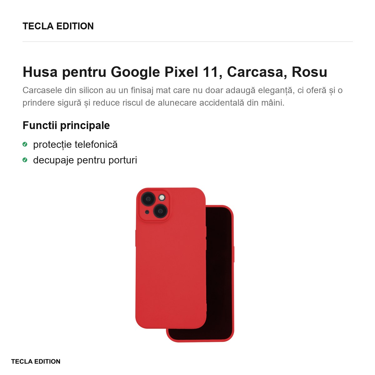 Husa Silicon pentru Google Pixel 11, Carcasa, Rosu [1]