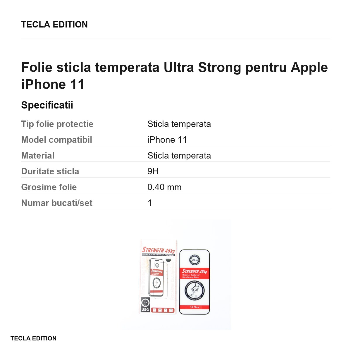 Folie sticla temperata Ultra Strong pentru Apple iPhone 11 [2]