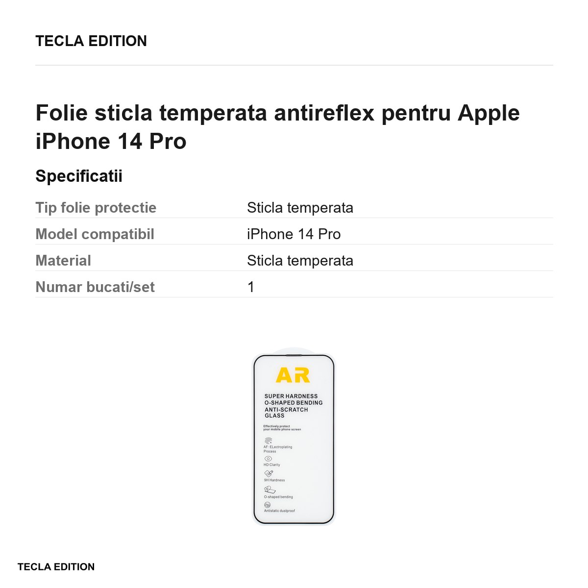 Folie sticla temperata antireflex pentru Apple iPhone 14 Pro [2]