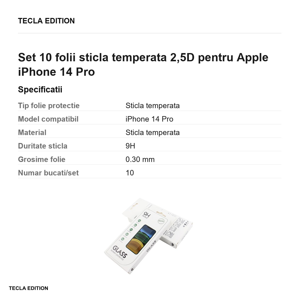 Set 10 folii sticla temperata 2,5D pentru Apple iPhone 14 Pro [2]