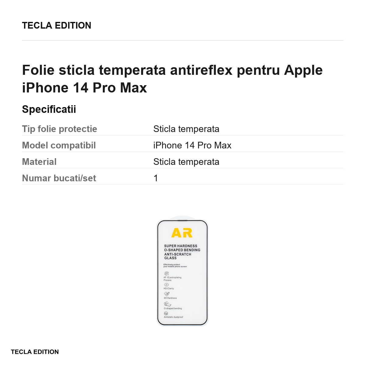 Folie sticla temperata antireflex pentru Apple iPhone 14 Pro Max [2]