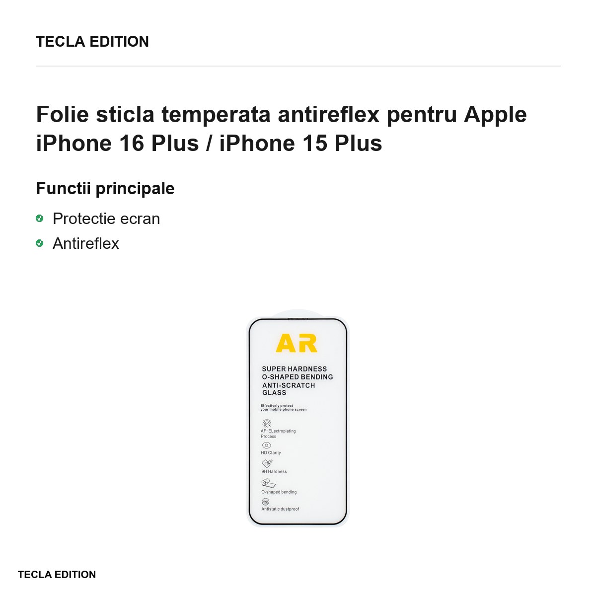 Folie sticla temperata antireflex pentru Apple iPhone 16 Plus / iPhone 15 Plus [1]