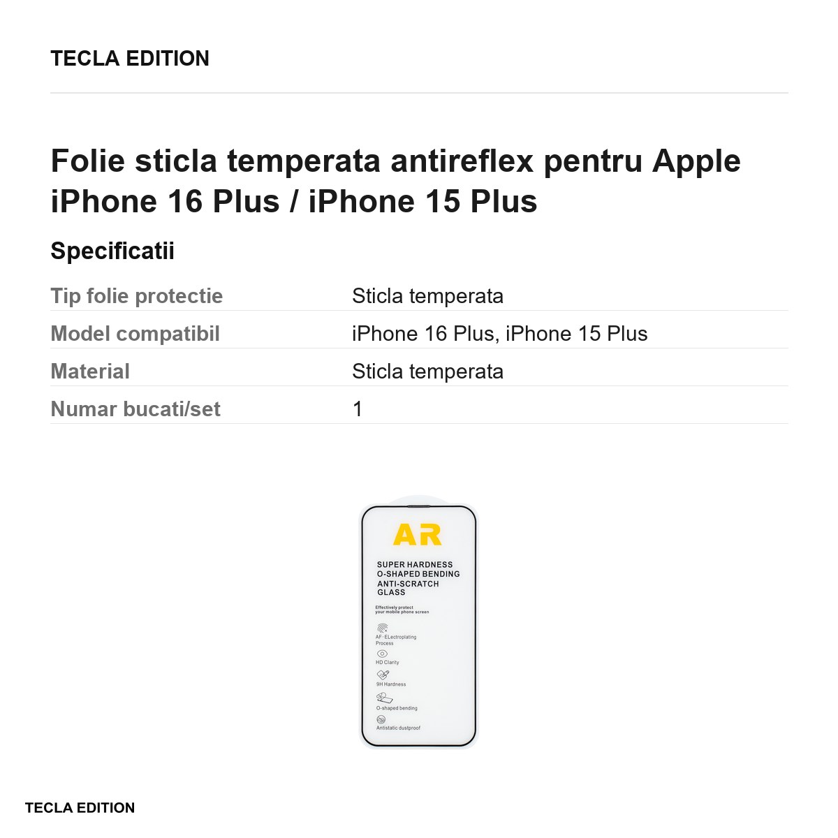 Folie sticla temperata antireflex pentru Apple iPhone 16 Plus / iPhone 15 Plus [2]