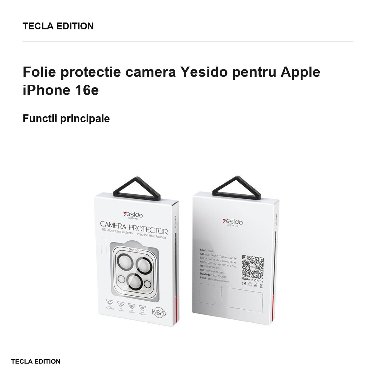 Folie protectie camera Yesido pentru Apple iPhone 16e [1]