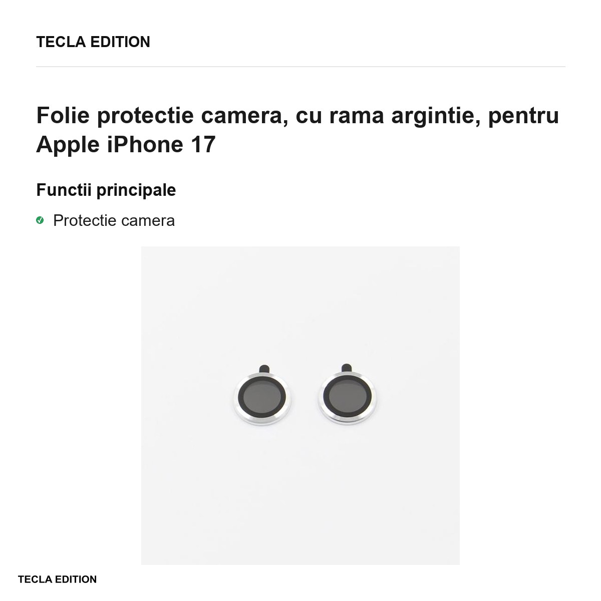 Folie protectie camera, cu rama argintie, pentru Apple iPhone 17 [1]