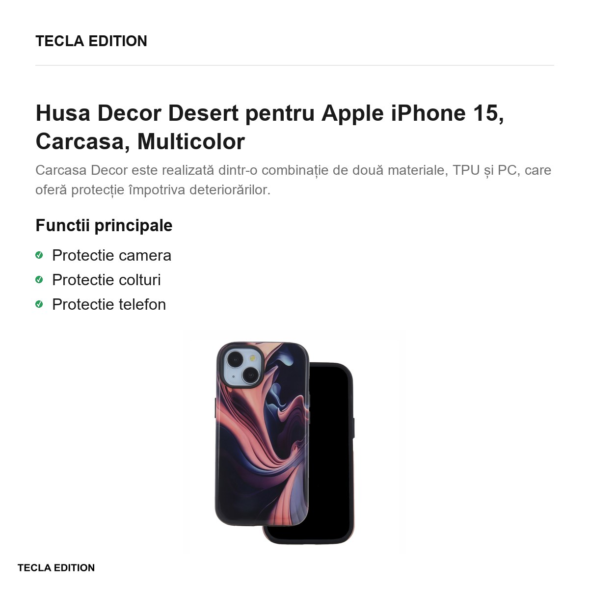 Husa Decor Desert pentru Apple iPhone 15, Carcasa, Multicolor [1]