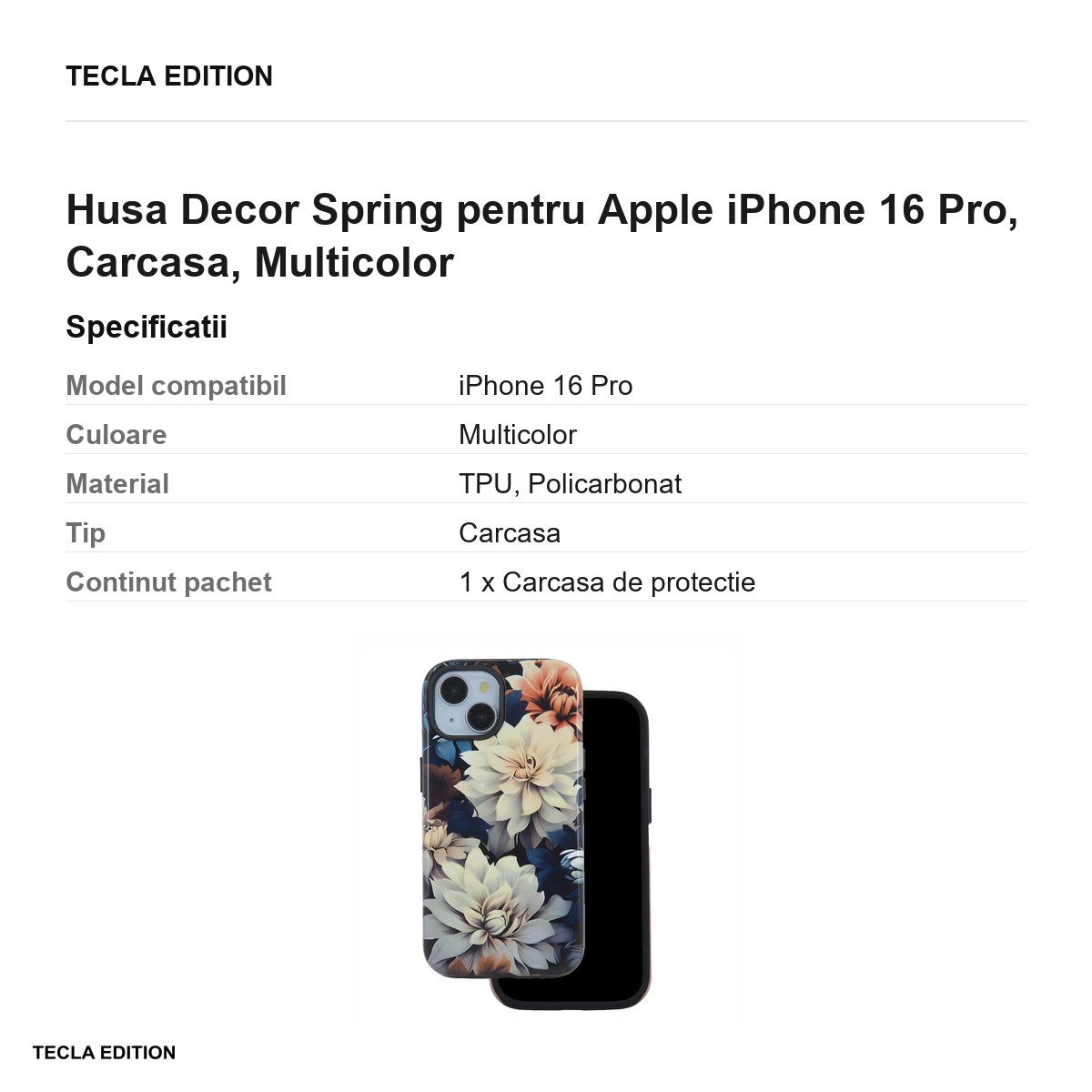 Husa Decor Spring pentru Apple iPhone 16 Pro, Carcasa, Multicolor [2]