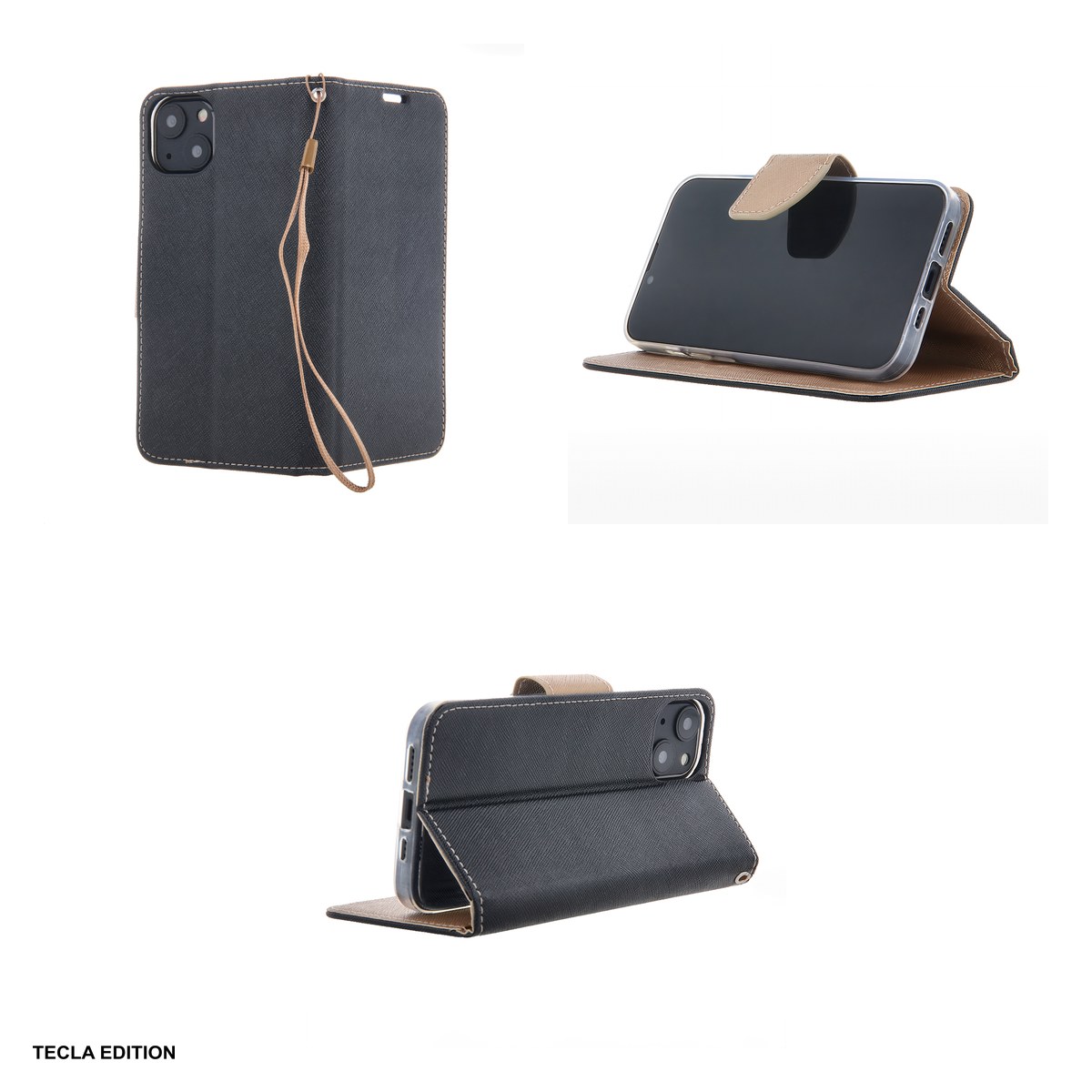 Husa Smart Fancy pentru Apple iPhone 16 Pro, tip carte cu inchidere magnetica, Auriu [3]