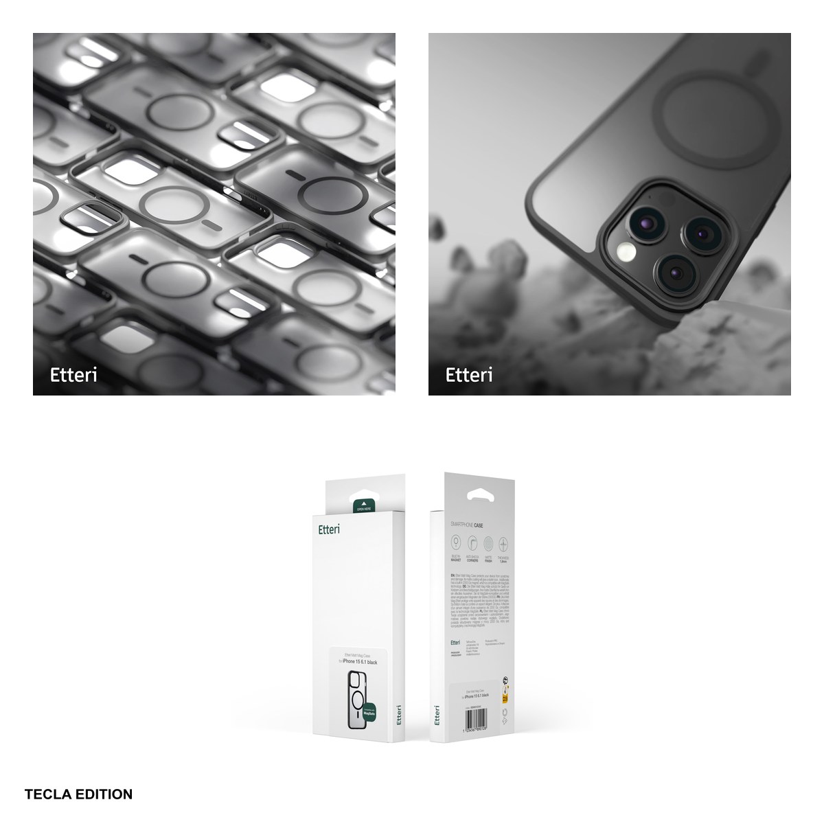Husa Etteri Matt Mag pentru Apple iPhone 16 Pro, Carcasa magnetica, Negru [3]