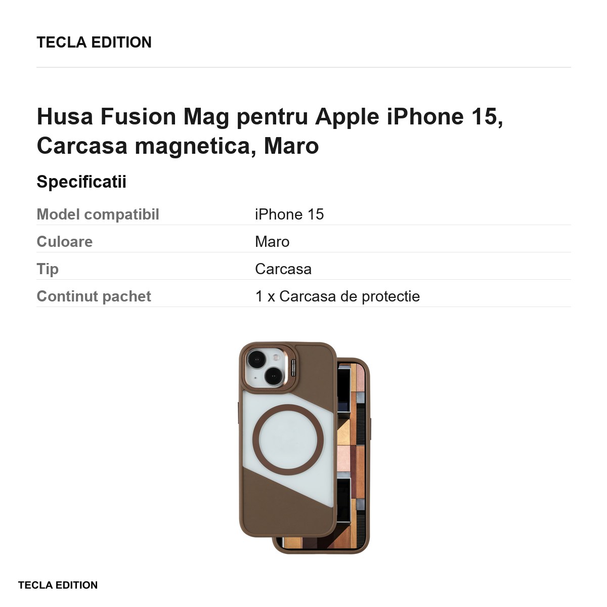 Husa Fusion Mag pentru Apple iPhone 15, Carcasa magnetica, Maro [2]