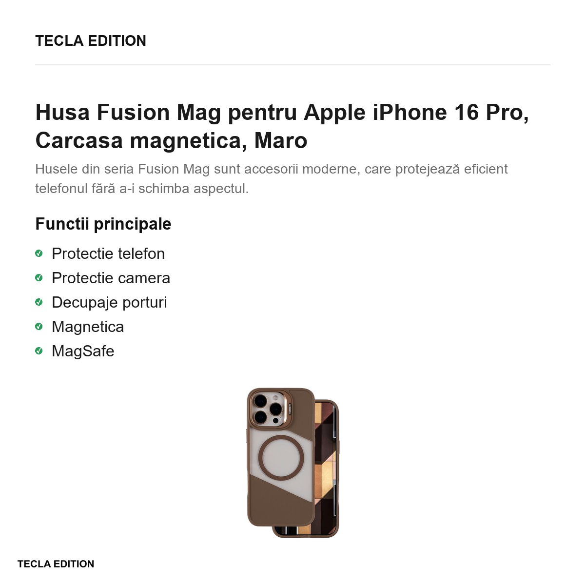 Husa Fusion Mag pentru Apple iPhone 16 Pro, Carcasa magnetica, Maro [1]