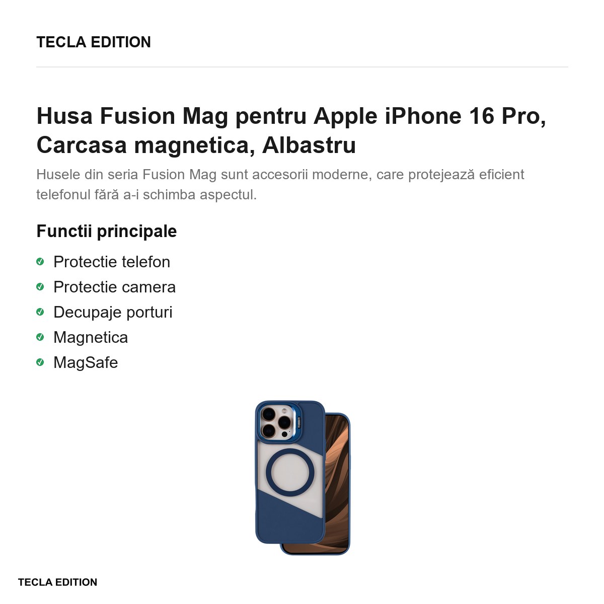 Husa Fusion Mag pentru Apple iPhone 16 Pro, Carcasa magnetica, Albastru [1]