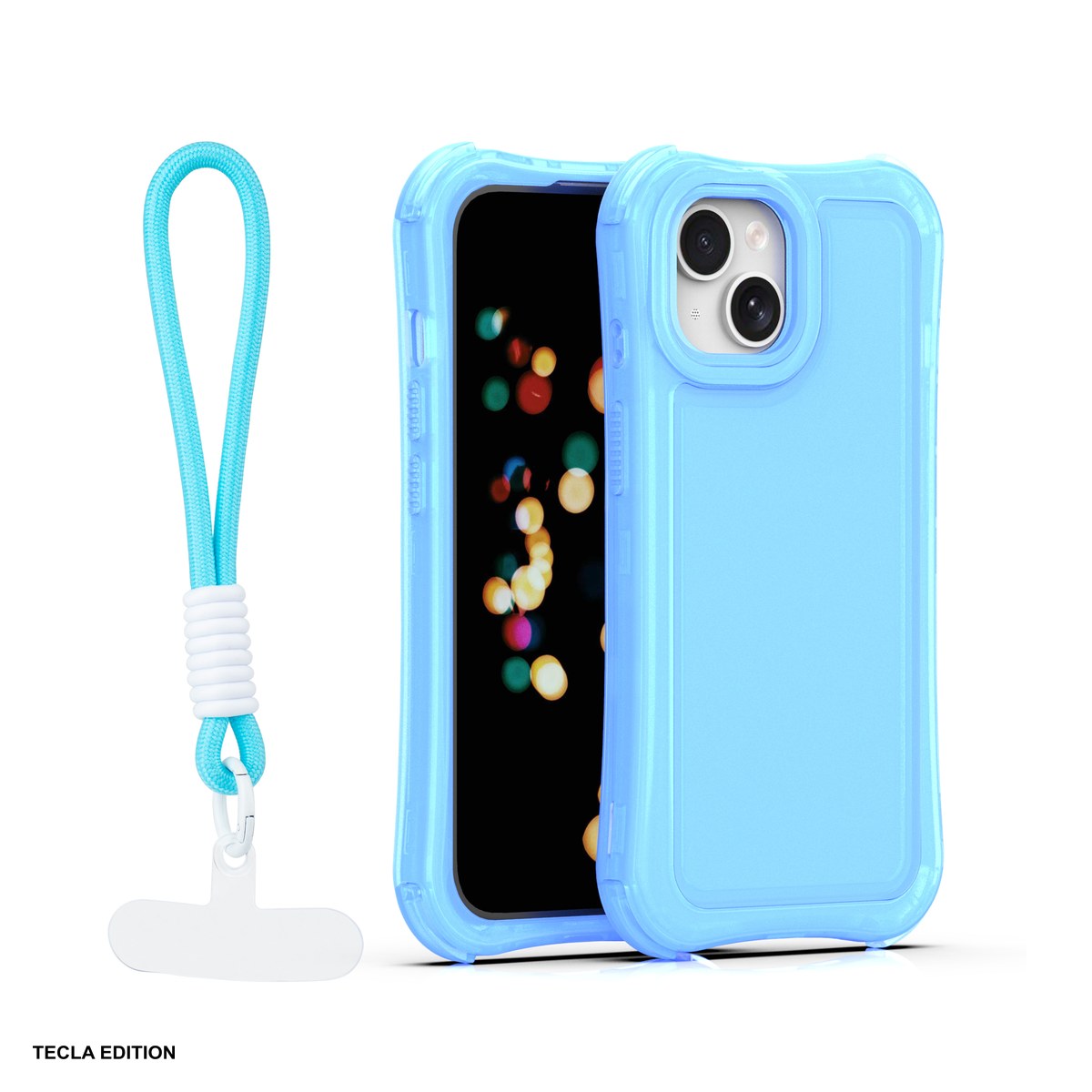 Huse si protectii pentru iPhone 15 - Husa Safepop strap pentru Apple iPhone 15, Carcasa, Albastru