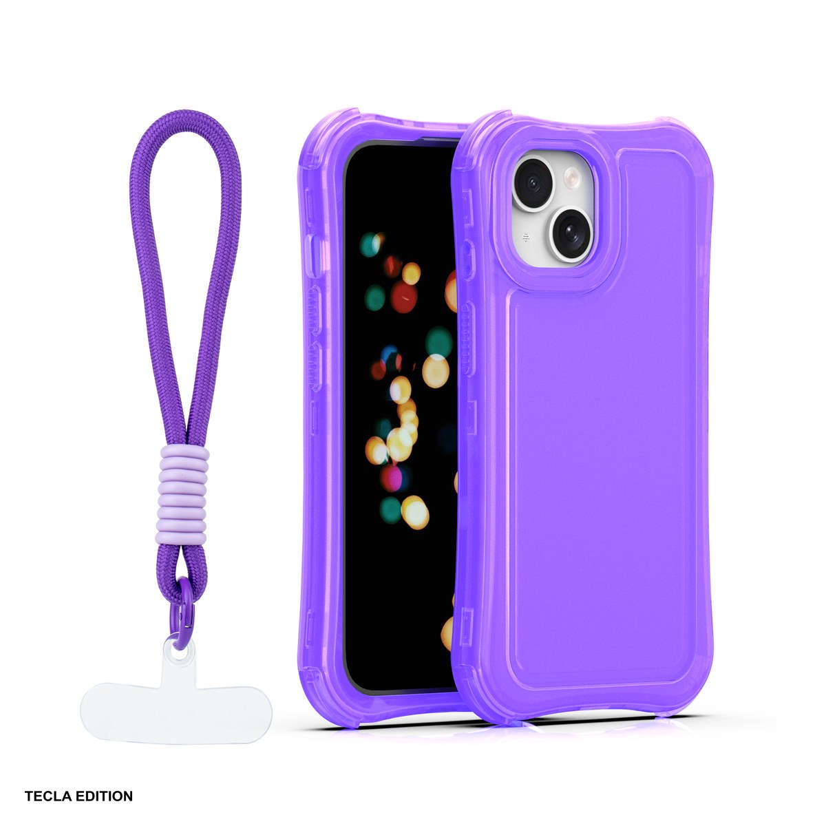 Huse si protectii pentru iPhone 15 - Husa Safepop strap pentru Apple iPhone 15, Carcasa, Mov